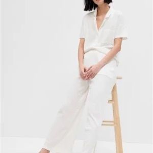 NWT GapBody Krinkle P.J. White Wide Leg Bottoms. Size Small